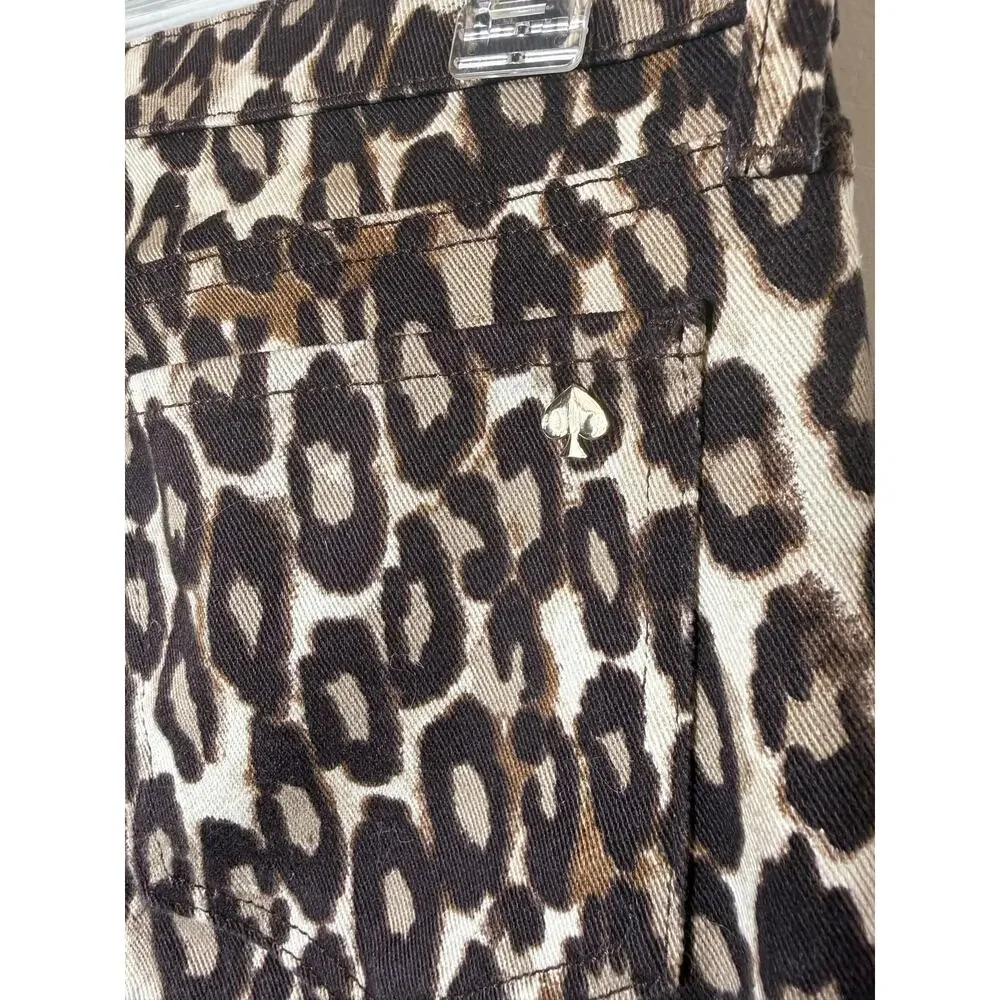 Kate Spade Broome Street Leopard Print Slim Fit Jeans 28 Pinup Rocker Chic EUC